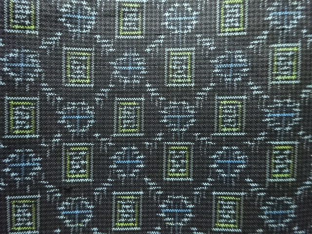 JAPANESE KIMONO / ANTIQUE HAORI / SILK / DORO OSHIMA TSUMUGI / WOVEN DIAGONAL GRID